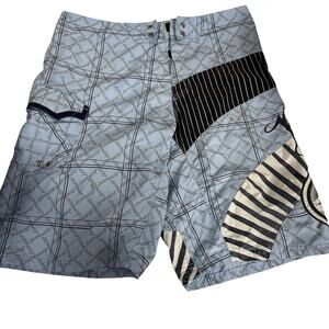 Reef Board Shorts Mens 33 Blue Wave Surf Swim Trunk Unlined Cargo Pocket - NL